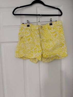 Lilly Pulitzer Yellow & White Printed High-Waist Shorts